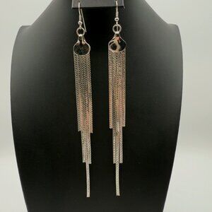 Silver-Tone Liquid Long Dangle Chain Tassel Earrings Statement NOTE
